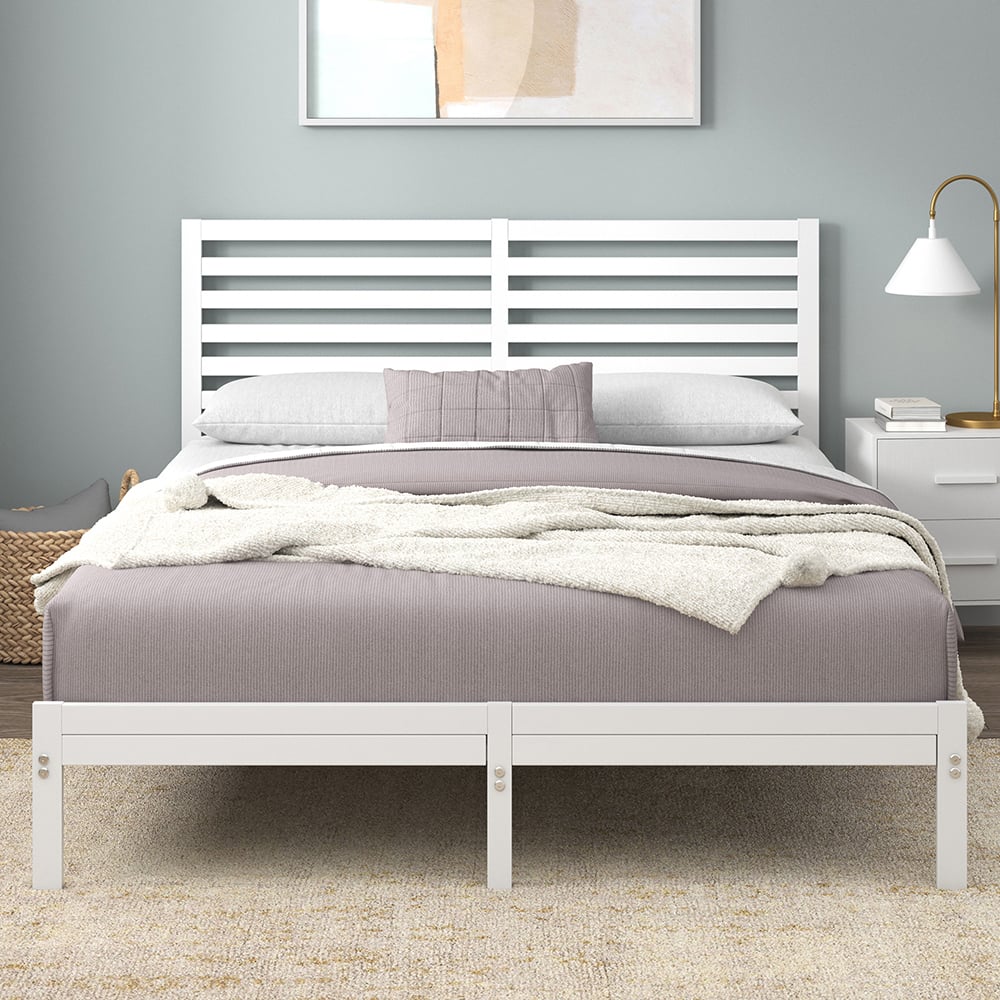 White Kinsley Bed Frame & Medium Luxury Pocket Spring Mattress