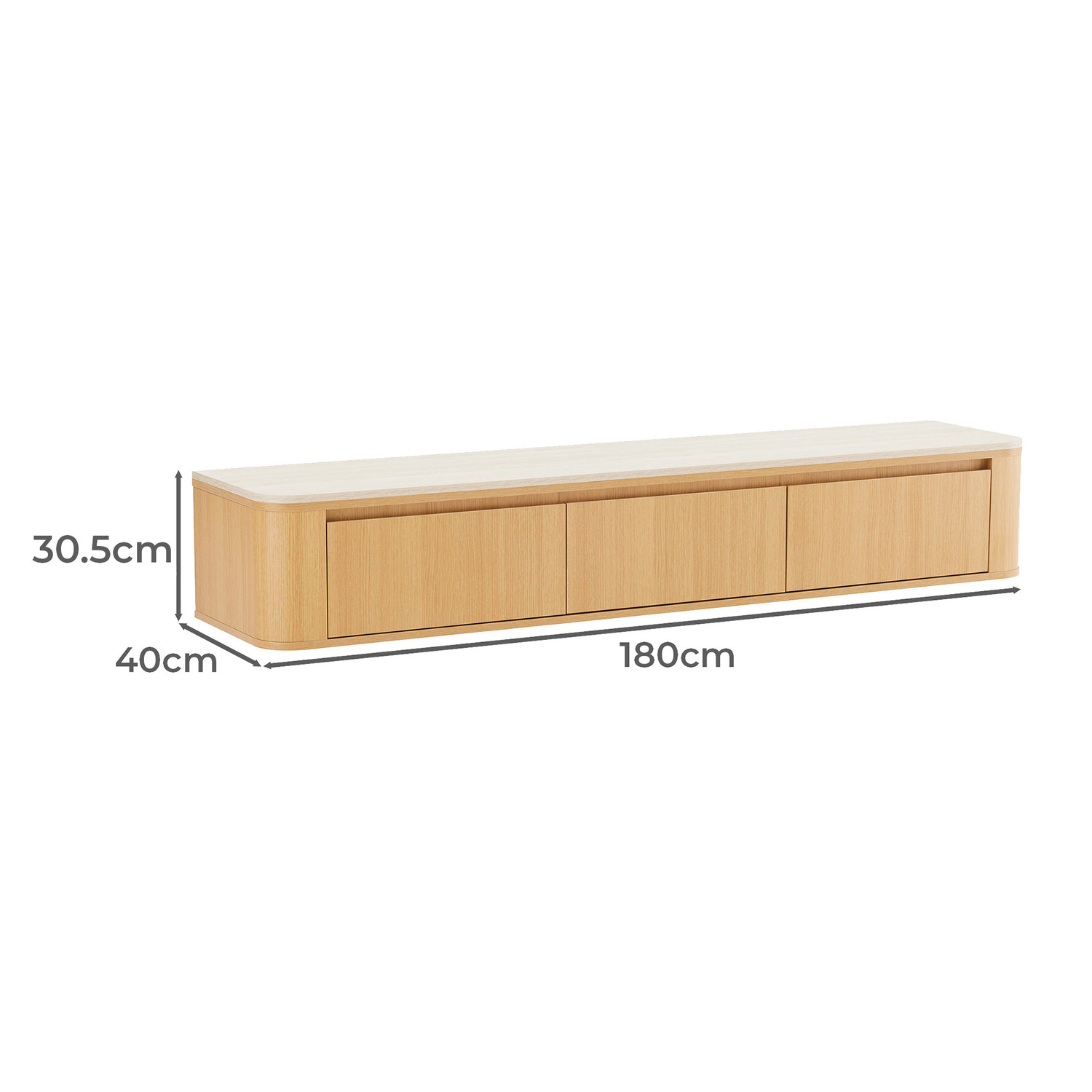 180cm Talia Travertine-Look Wall-Mounted TV Unit