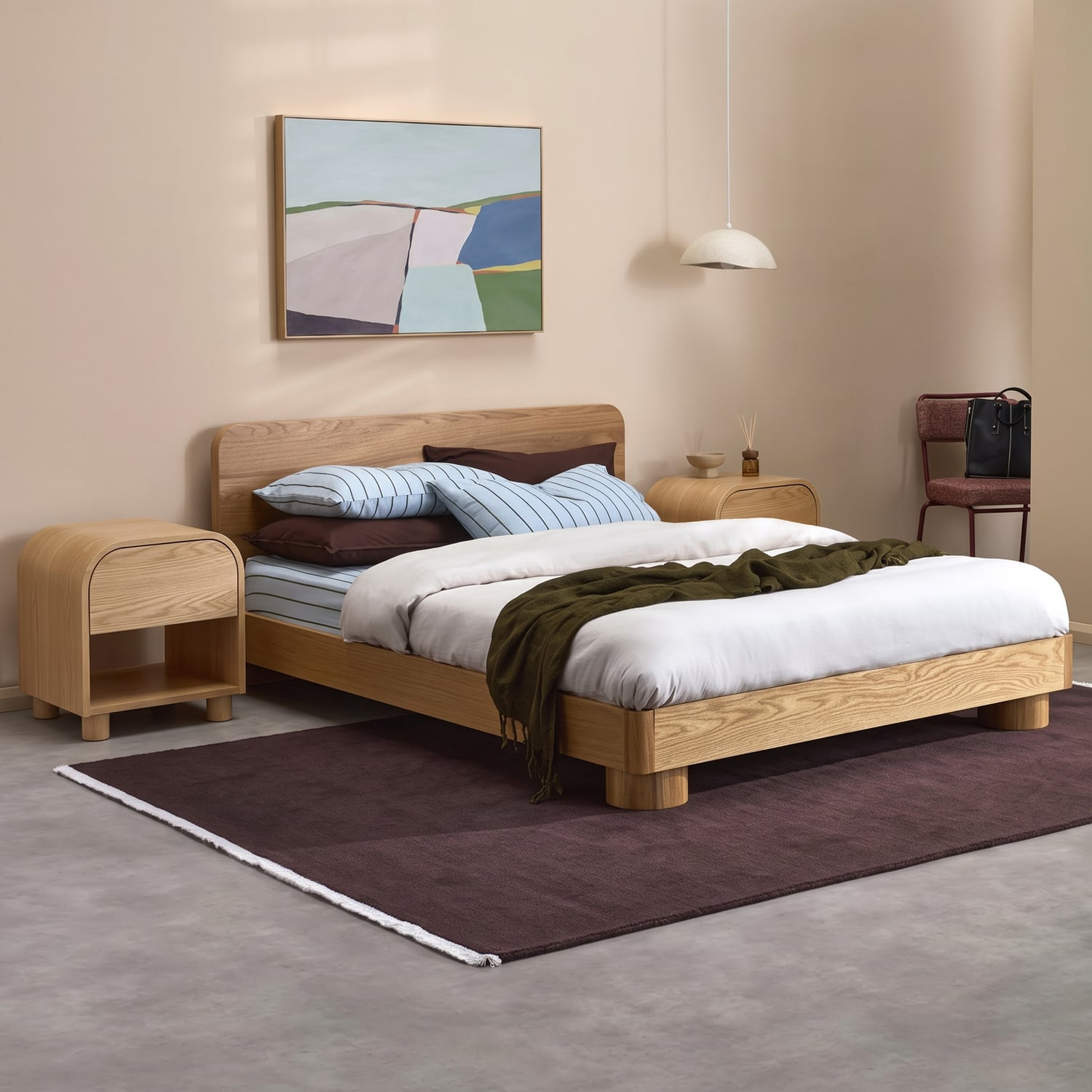 Peyton Oak Wood Queen Bed