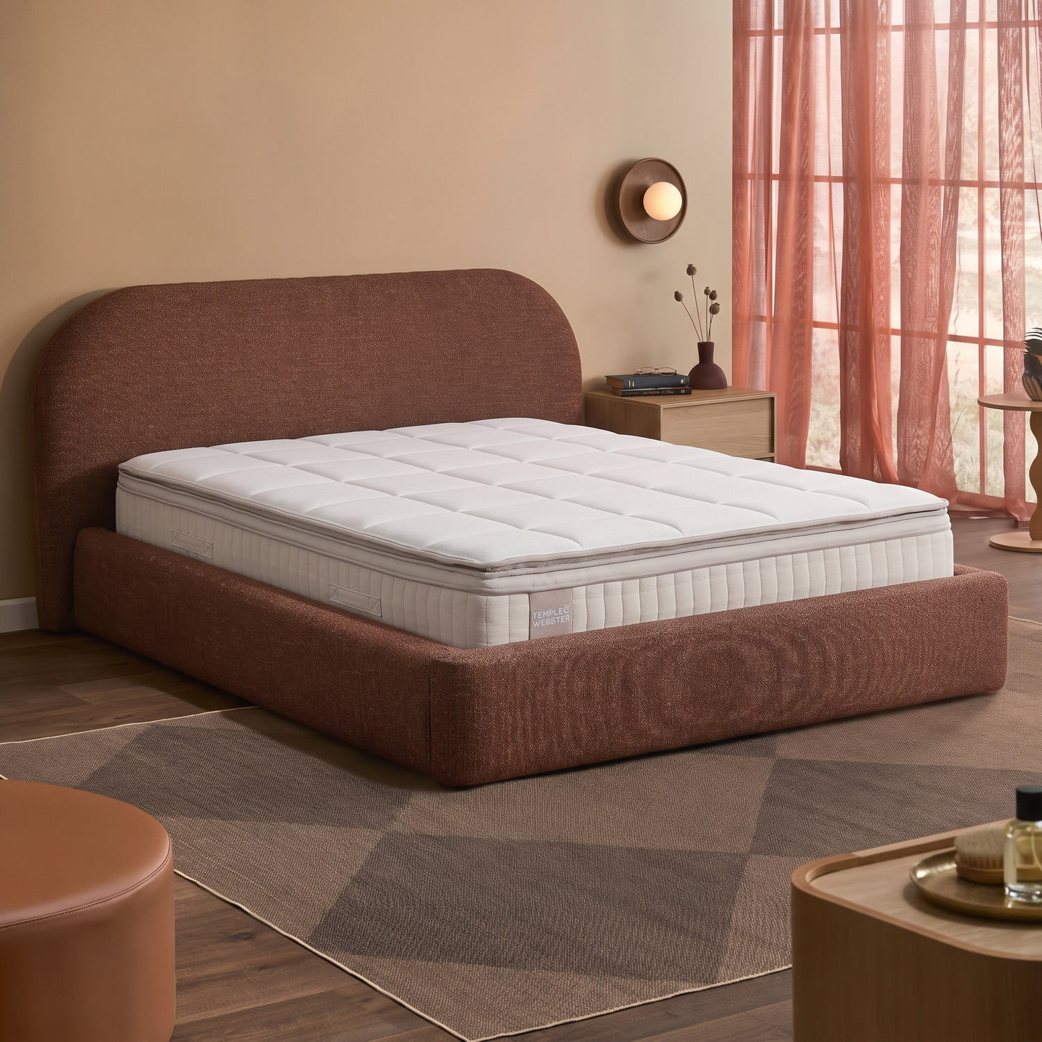 Rust Emery Upholstered Queen Bed