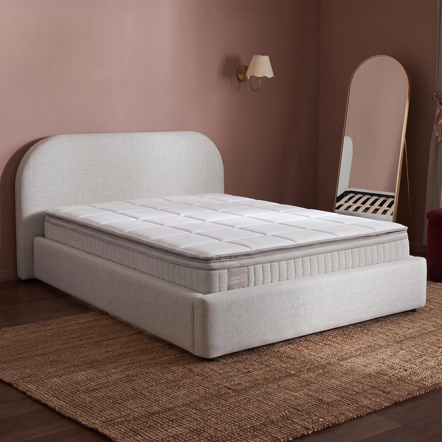 Emery Upholstered Bed & The Luxe Hybrid Mattress Set