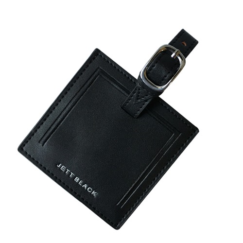 black luggage tag