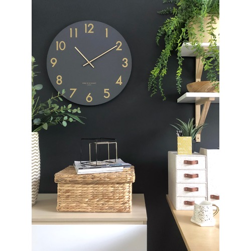 Charcoal Grey Jones Silent Wall Clock