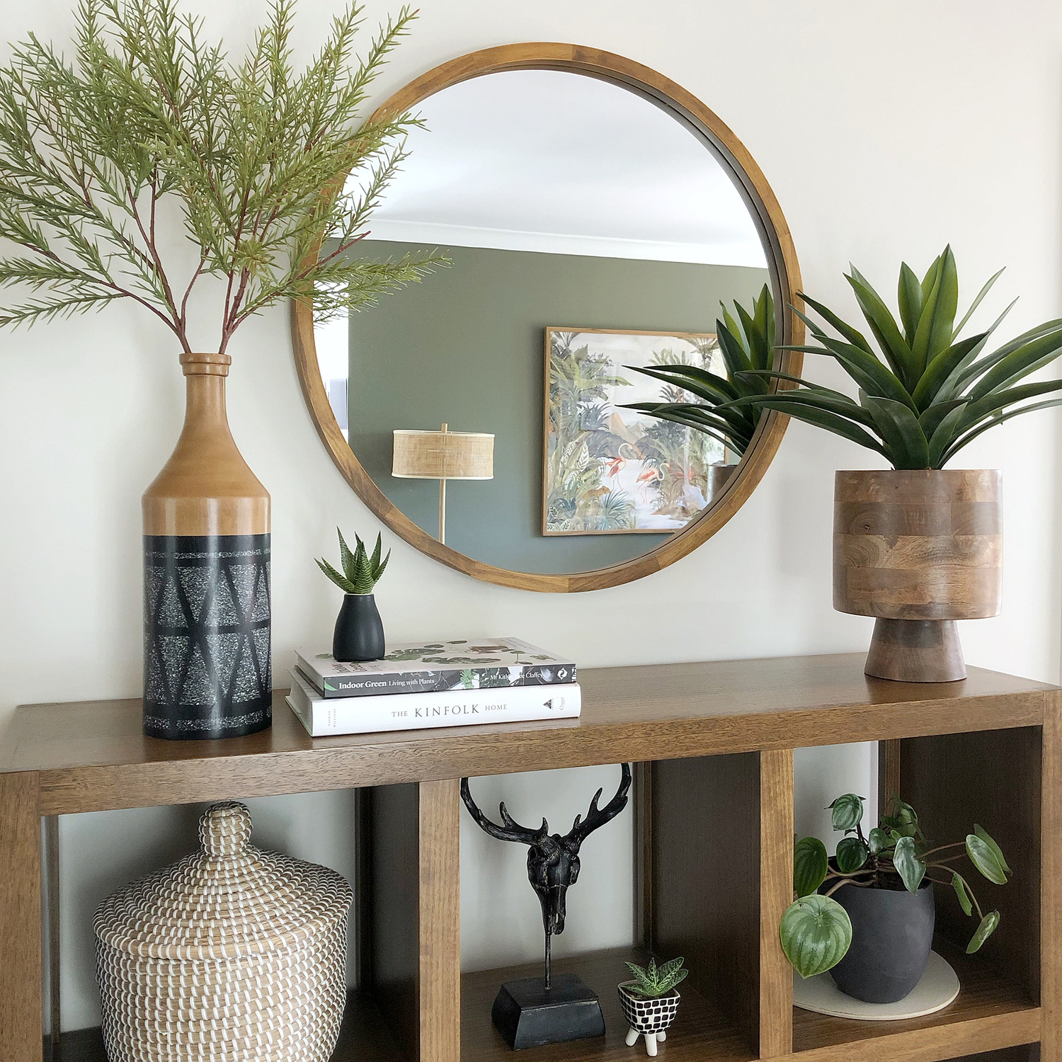 Tina Round Wooden Mirror