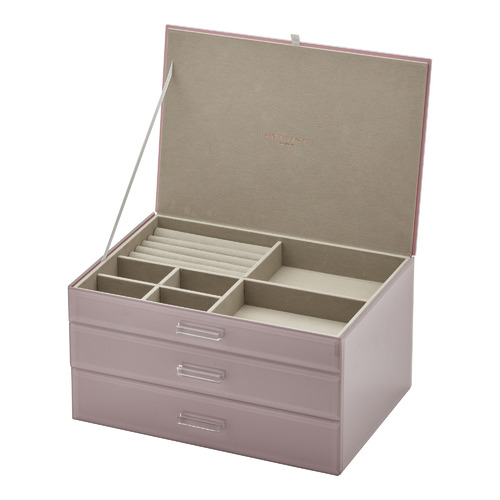 OneSixEightLondon Extra Large Dusty Rose Gabriella Glass Jewellery Box