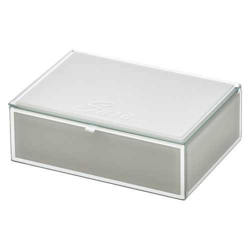 Cool Grey Sara Medium Personalised Glass Jewellery Box