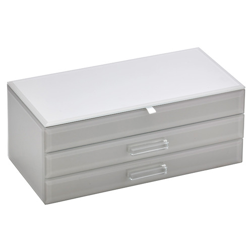Cool Grey Gabriella Large Personalised Glass Jewellery Box