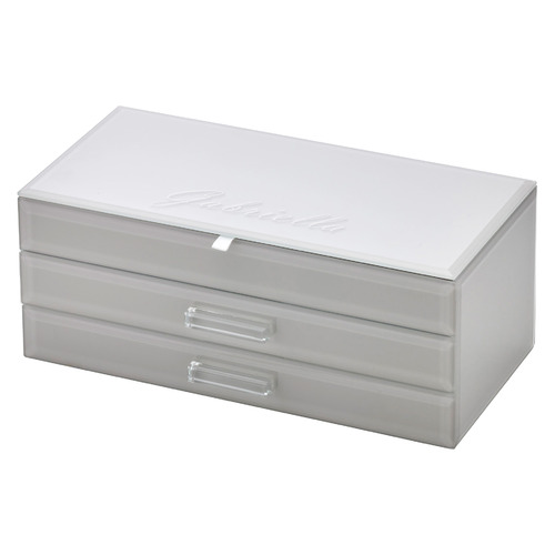 Cool Grey Gabriella Large Personalised Glass Jewellery Box