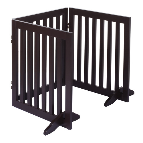CharliesPetProduct 3 Panel Wooden Freestanding Dog Gate Temple & ster