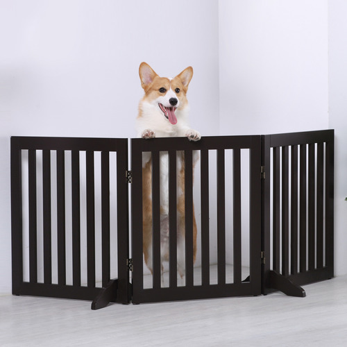 CharliesPetProduct 3 Panel Wooden Freestanding Dog Gate | Temple & Webster