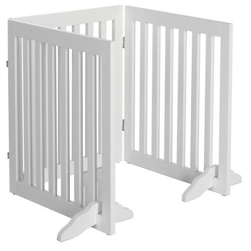 CharliesPetProduct 3 Panel Wooden Freestanding Dog Gate Temple & ster