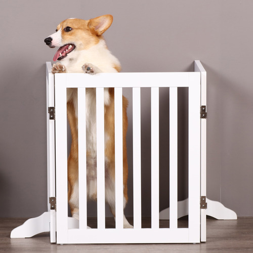 CharliesPetProduct 3 Panel Wooden Freestanding Dog Gate Temple & ster