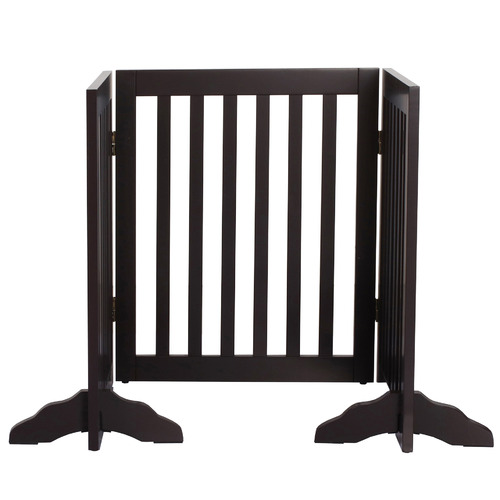 CharliesPetProduct 3 Panel Wooden Freestanding Dog Gate Temple & ster