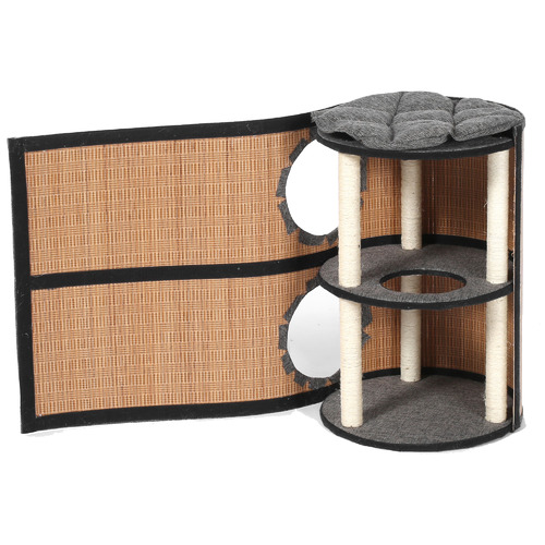 CharliesPetProduct 2 Hole Deluxe Bamboo Barrel Cat Scratcher Temple