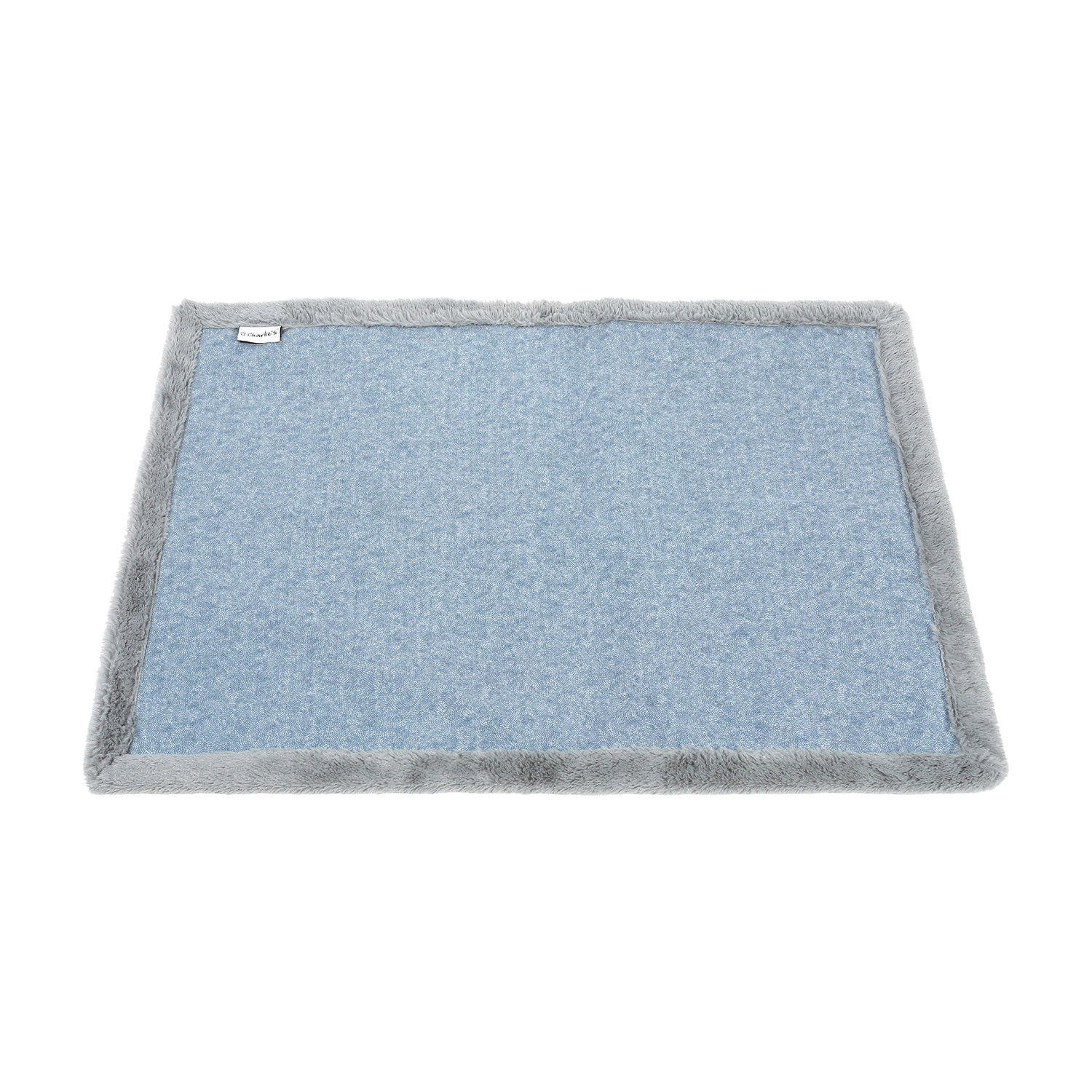 Blue & Grey Trim Reversible Faux Fur Pet Winter Rug & Blanket