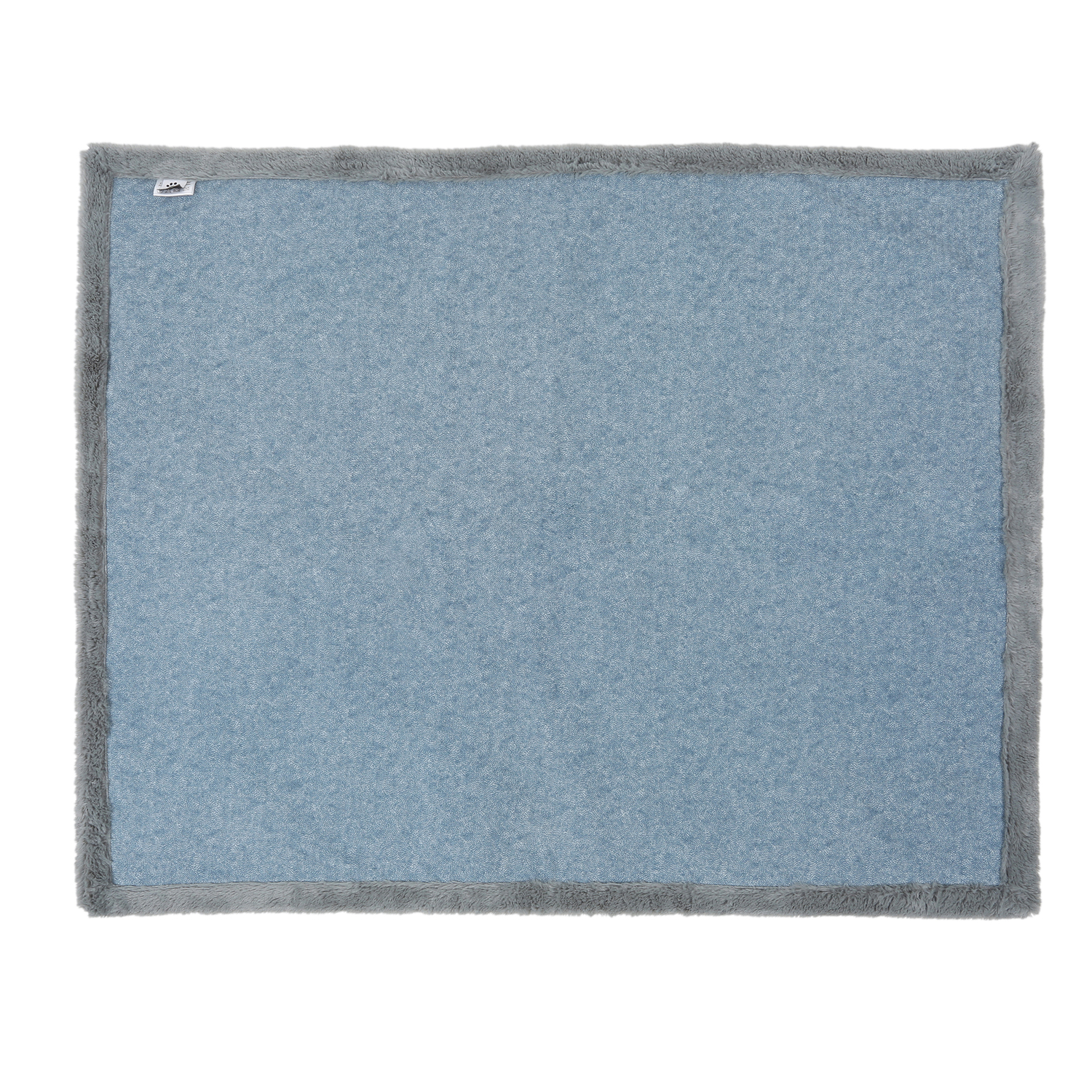 Blue & Grey Trim Reversible Faux Fur Pet Winter Rug & Blanket