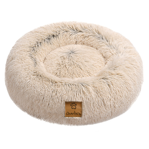 Round Faux Chinchilla Pet Bed