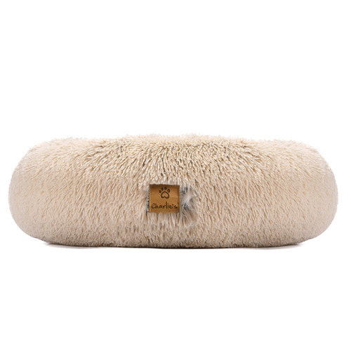 Round Faux Chinchilla Pet Bed