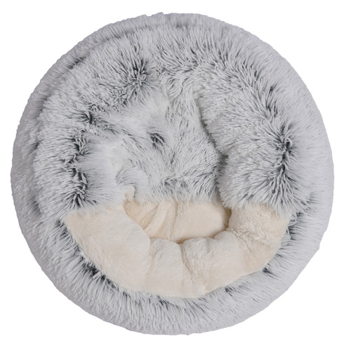 Faux Chinchilla Cushioned Hooded Pet Nest