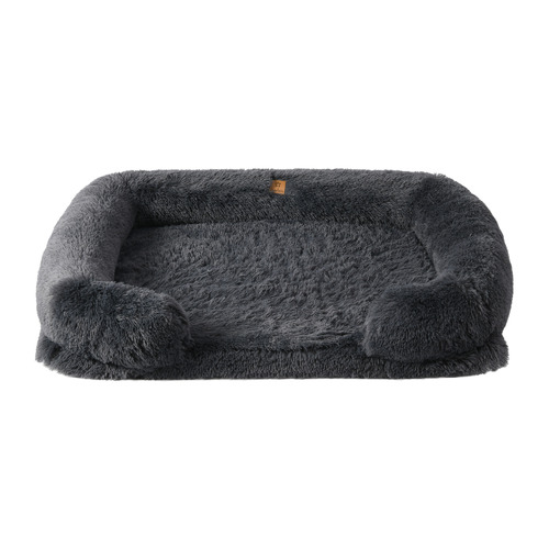 Charcoal Charlie's Shaggy Faux Fur Pet Bolster Sofa Bed