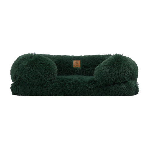 Eden Green Shaggy Faux Fur Sofa Pet Bed