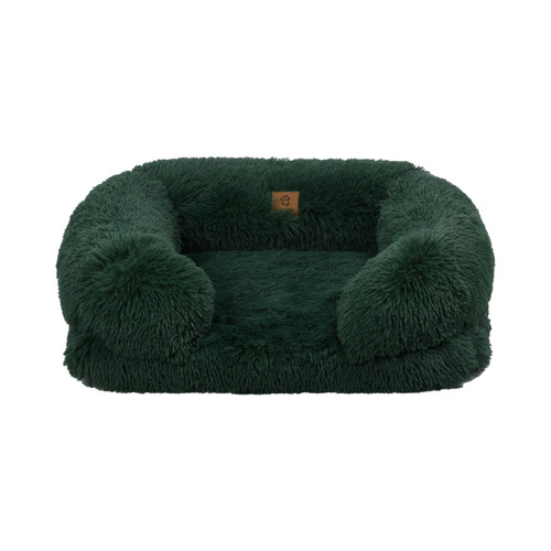 Eden Green Shaggy Faux Fur Sofa Pet Bed