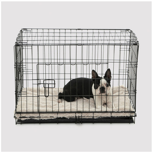 Beige-Faux-Fur-Crate-Dog-Bed