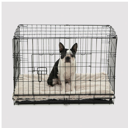 Beige-Faux-Fur-Crate-Dog-Bed