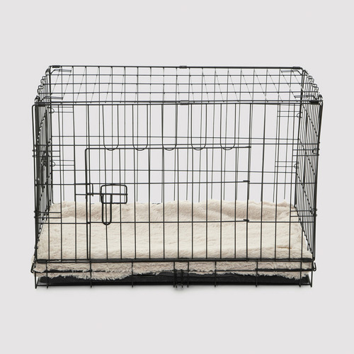 Beige-Faux-Fur-Crate-Dog-Bed