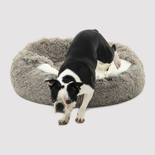Snookie-Hooded-Donut-Faux-Chinchilla-Dog-Bed