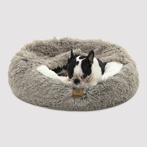 Snookie-Hooded-Donut-Faux-Chinchilla-Dog-Bed