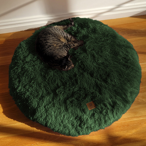 Eden-Green-Shaggy-Faux-Fur-Round-Pet-Mat