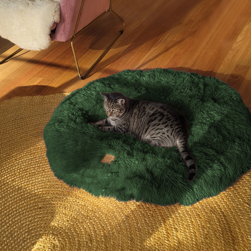 Eden-Green-Shaggy-Faux-Fur-Round-Pet-Mat