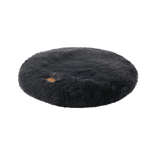 Charcoal-Shaggy-Faux-Fur-Round-Pet-Mat