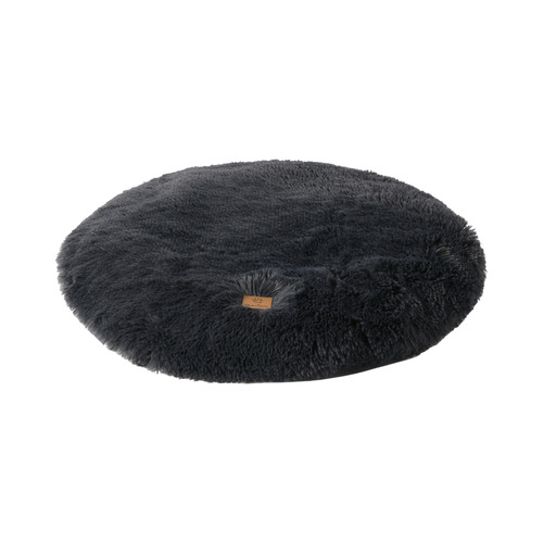 Charcoal-Shaggy-Faux-Fur-Round-Pet-Mat
