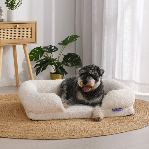 CharliesPetProduct Boucle & Memory Foam Dog Sofa Bed | Temple & Webster