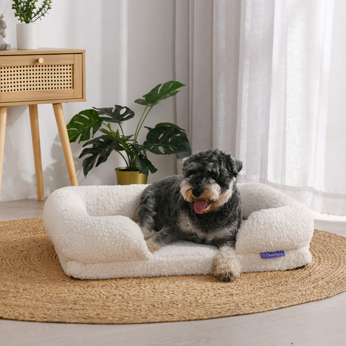 Boucle-and-Memory-Foam-Dog-Sofa-Bed