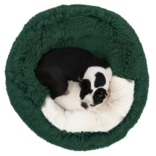 Hooded-Donut-Faux-Fur-Dog-Bed