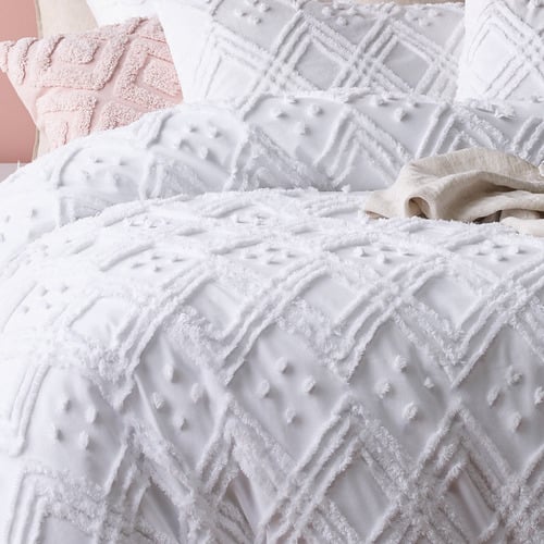 White Medallion Cotton Quilt Cover Set