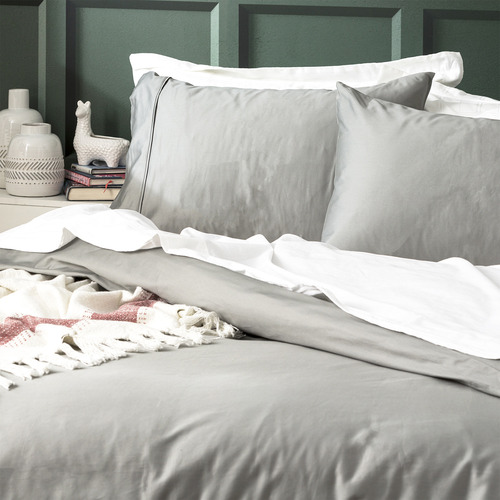 Charcoal 500TC Natural Bamboo & Cotton Quilt Cover Set Temple & ster