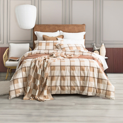 Twill Checks Egyptian Cotton Flannelette Quilt Cover Set