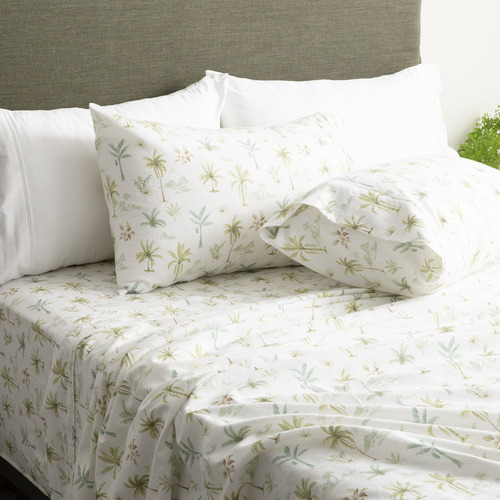 Capri Palm Egyptian Cotton Flannelette Sheet Set