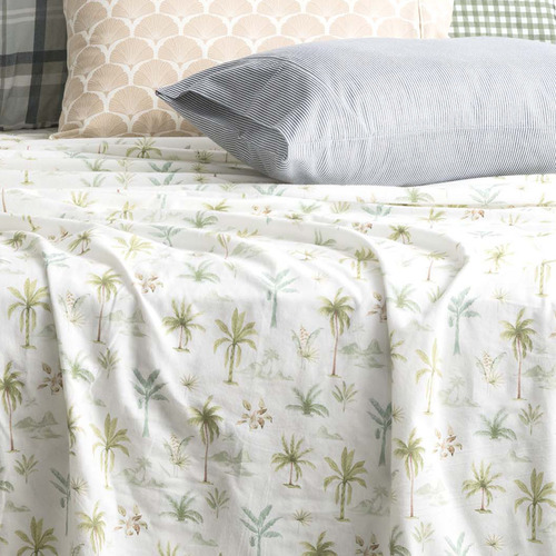 Capri Palm Egyptian Cotton Flannelette Sheet Set