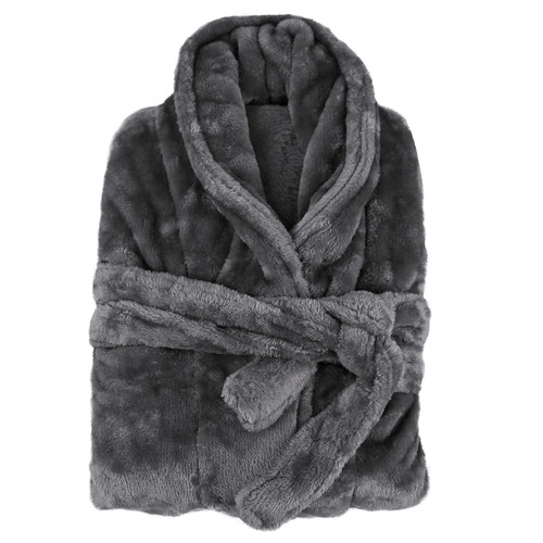 Charcoal Silk Touch Microfibre Bathrobe