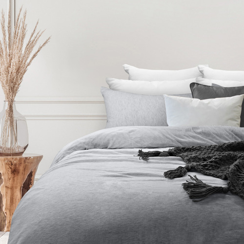 Soft Grey Marle Cotton Jersey Quilt Cover Set