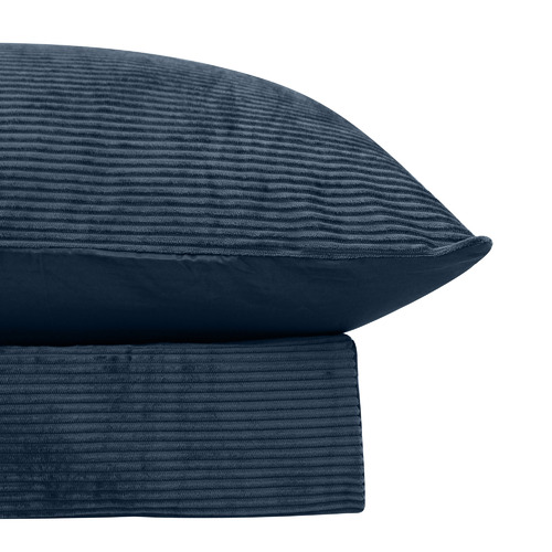 OdysseyLiving Navy Corduroy Rib Velvet Quilt Cover Set Temple & ster