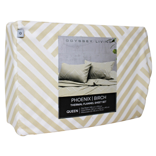 OdysseyLiving Phoenix Birch Queen Thermal Flannel Sheet Set Temple