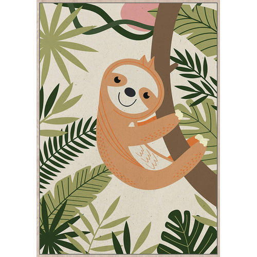 Junior Cling On Sloth Framed Canvas Wall Art Temple Webster