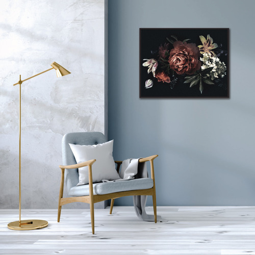 Burgundy Midnight Bloom Black Framed Canvas Wall Art Temple & ster