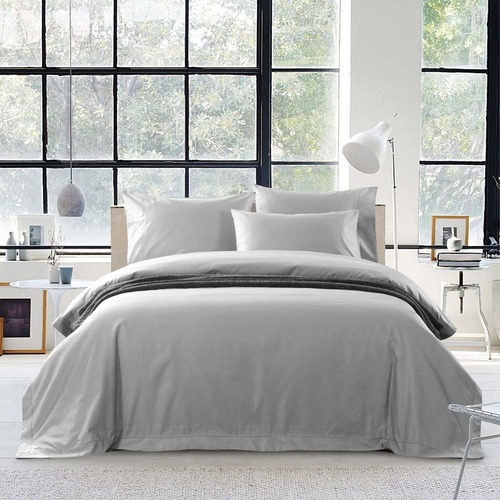 Light Grey Egyptian Cotton Quilt Cover Set Temple Webster
